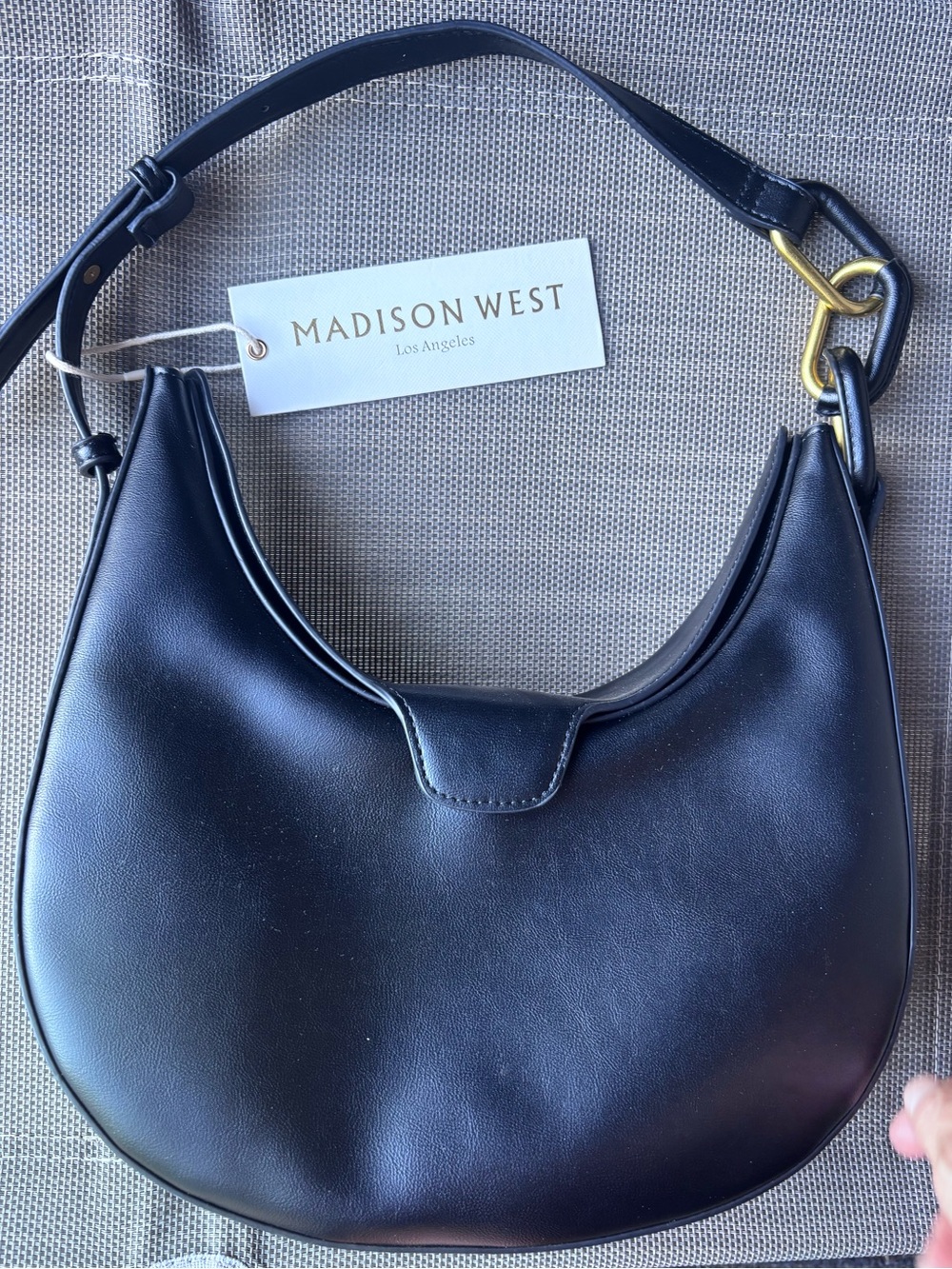 Madison West Harlis Half-Moon Shoulder Bag — Black